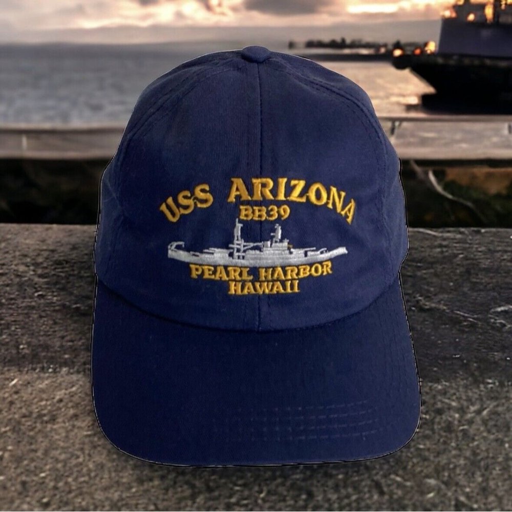 Vintage USS Arizona BB39 Pearl Harbor Hawaii Snapback Hat Made In The USA